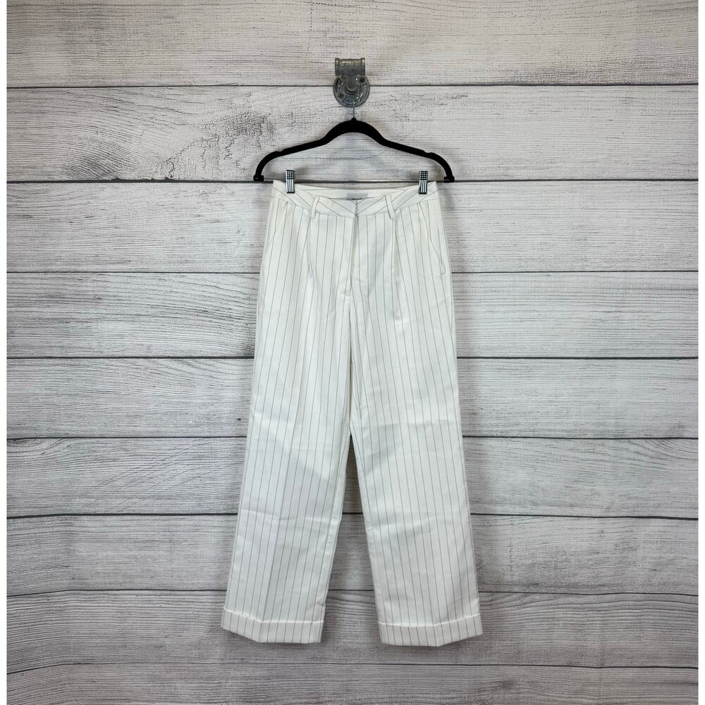 ARAKII Elegant White Striped Straight Leg Pants